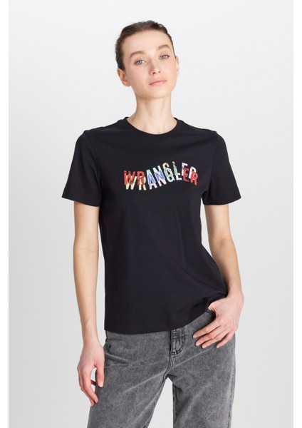 %100 Pamuk Regular Fit Normal Kesim Bisiklet Yaka Siyah Tişört