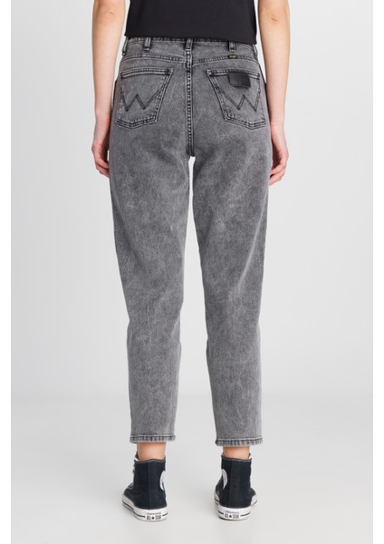 Mom Fit Yüksek Bel Dar Paça Açık Gri Pamuklu Esnek Jean Denim Pantolon fırsatları