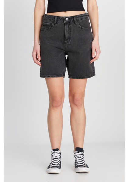 Slim Fit Dar Kesim Normal Bel Bermuda Antrasit Jean Kot Şort modelleri