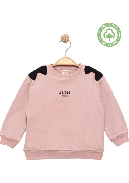 Kız Çocuk %100 Pamuk Pembe Sweatshirt Fiyonk Detaylı - Şık ve Rahat Kız Çocuk Giyim