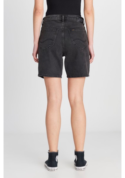 Slim Fit Dar Kesim Normal Bel Bermuda Antrasit Jean Kot Şort