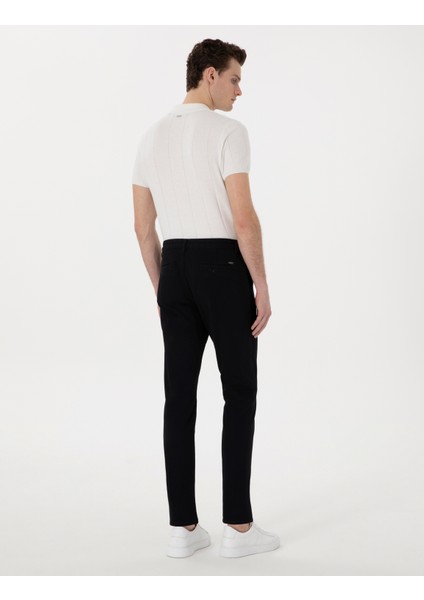 Erkek Siyah Slim Fit Beli Lastikli Kanvas Pantolon 50308080-VR046