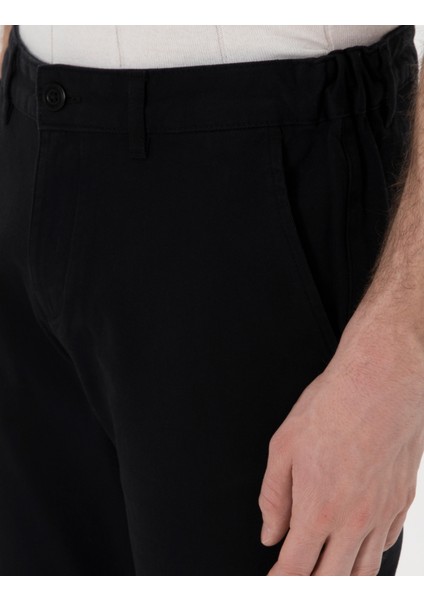 Erkek Siyah Slim Fit Beli Lastikli Kanvas Pantolon 50308080-VR046