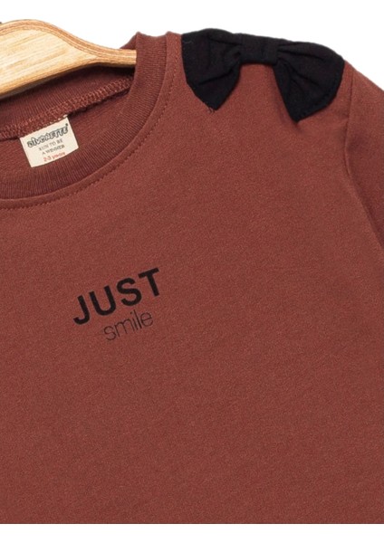 Kız Çocuk %100 Pamuk Fiyonk Detaylı Kiremit Sweatshirt - Kız Çocuk Giyim modelleri