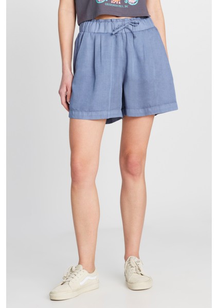 Relaxed Fit Geniş Kesim Yumuşak Dokulu Koyu Mavi Şort