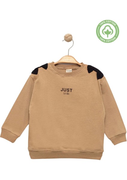Kız Çocuk %100 Pamuk Fiyonk Detaylı Bej Sweatshirt - Şık ve Rahat Tasarım