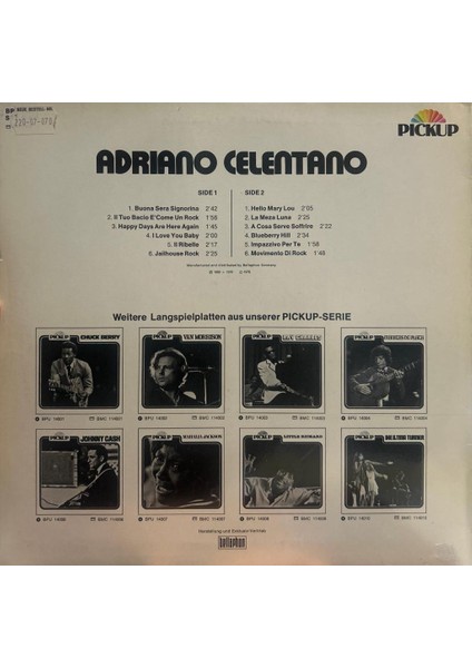 Adriano Celentano – Adriano Celentano 1976 Baskı Lp