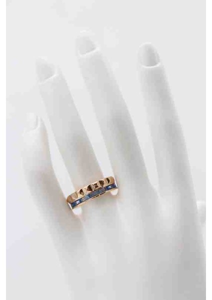 Mavi Taş Detay Rodyum Yüzük