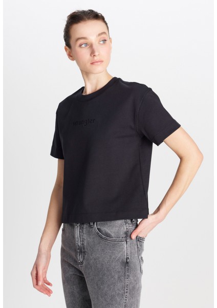 %100 Pamuk Relaxed Fit Geniş Kesim Bisiklet Yaka Siyah Tişört fiyatları