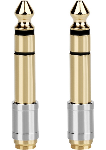 2 Adet 6.35MM - 3.5mm Dönüştürücüler 1/4 Inç Erkek 1/8 Inç Dişi 6.35 - 3.5 Jak Kulaklık Ses Adaptörü Bağlantı Fişi (Yurt Dışından)