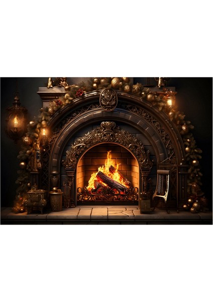 210CMX150CM Noel Arkaplan Kumaş Şömine Alevi Parti Dekorasyonu Fotoğraf Stüdyosu Fotoğraf Arkaplanları (Yurt Dışından)