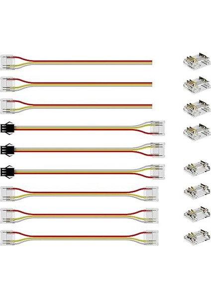 12MM Konnektörler Şerit Işık 3-Pin Lehimsiz Terminal Bağlantı Kiti, Çift Uçlu Uzatma Konnektörü, Şeritten Kabloya Konnektör (Yurt Dışından)