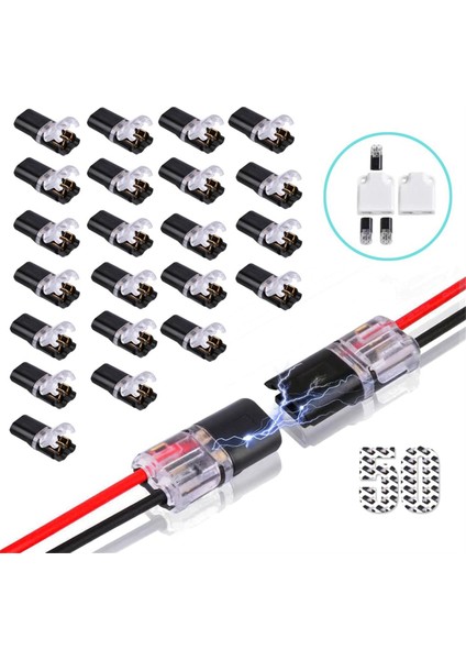 50 Adet Çift Kablolu Tak-Çıkar Konnektör, Takılabilir 2 Pin 2 Yollu LED Kablo Konnektörleri, Kilitli Tokalı Hızlı Kablo Konnektörleri (Yurt Dışından)