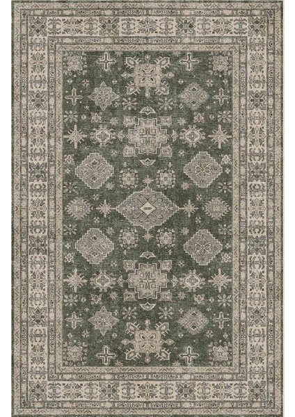 Siesta Vintage 32-543 Etnik Eskitme Desenli Dokuma Tabanlı Yıkanabilir Şönil Salon ve Oda Halısı