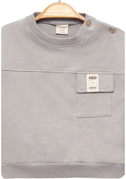 Erkek Bebek Cepli Siyah Eşofman ve Gri Sweatshirt Takım - Çocuk Giyim modelleri