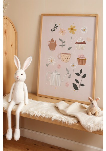 Doğanın Sevimli Detayları – Doğal Ahşap Çerçeveli Çocuk Odası Tablosu