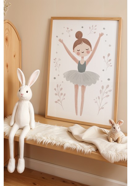 Balerin Zarafeti – Doğal Ahşap Çerçeveli Çocuk Odası Tablosu