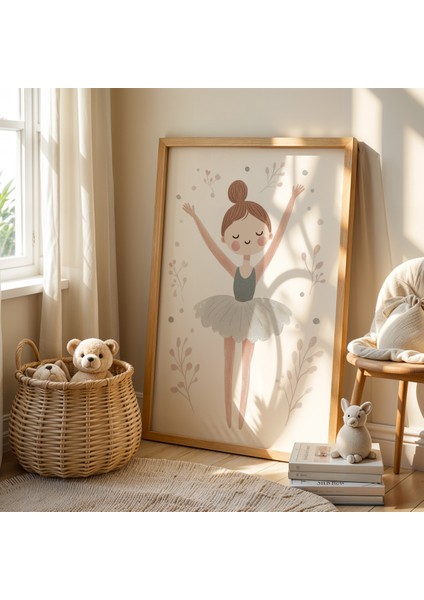 Balerin Zarafeti – Doğal Ahşap Çerçeveli Çocuk Odası Tablosu fiyatları
