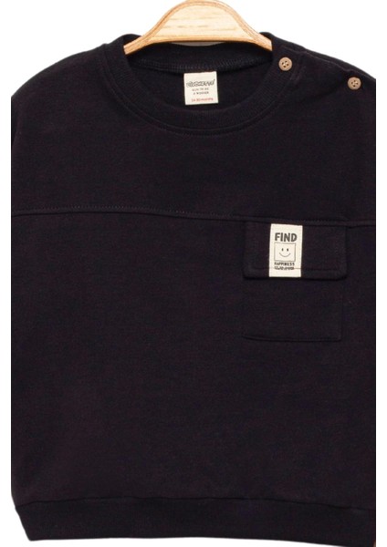 Erkek Bebek Cepli Siyah Sweatshirt ve Bej Eşofman Takımı - Bebek Giyim modelleri