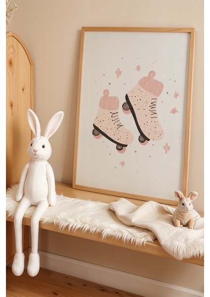 Minimalist Paten - Doğal Ahşap Çerçeveli Çocuk ve Bebek Odası Tablosu