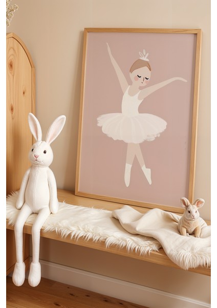 Balerin Dansçı Doğal Ahşap Çerçeveli Çocuk ve Bebek Odası Tablosu