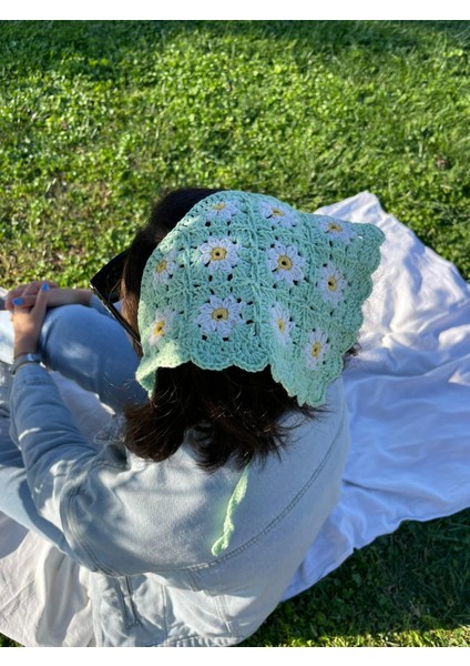 Papatya Motifli Örgü Bandana fiyatları