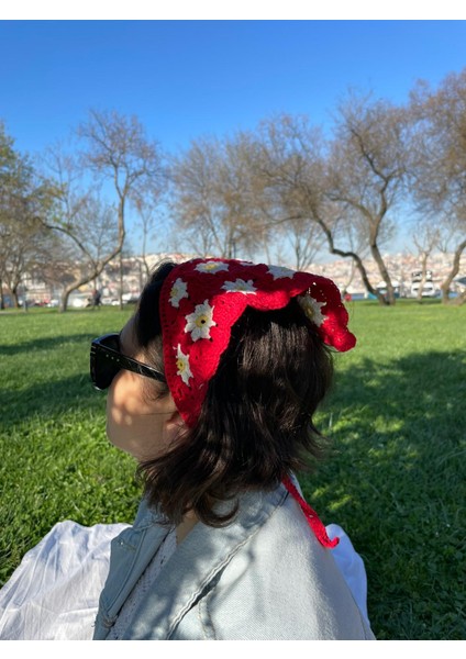 Papatya Motifli Örgü Bandana fiyatları