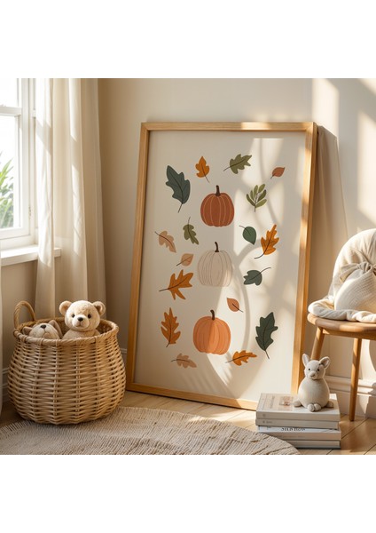 Sonbahar Yaprakları – Doğal Ahşap Çerçeveli Çocuk Odası Tablosu fiyatları