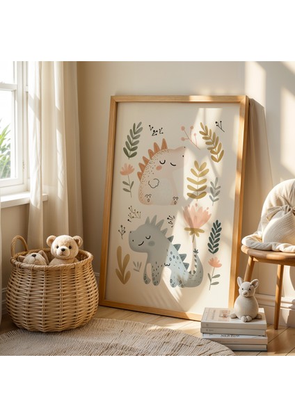 Orman Hayvanlarıyla Eğlenceli Anlar – Doğal Ahşap Çerçeveli Çocuk Odası Tablosu fiyatları