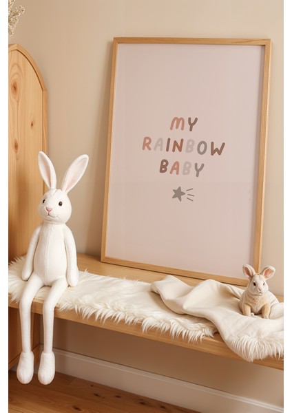 Sayın Gökkuşağı – Doğal Ahşap Çerçeveli Çocuk Odası Tablosu