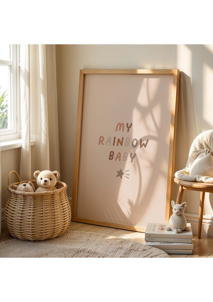 Sayın Gökkuşağı – Doğal Ahşap Çerçeveli Çocuk Odası Tablosu fiyatları