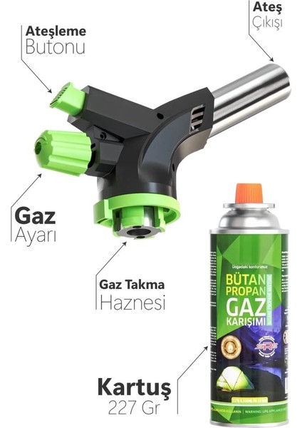 Kamp Kartuş Tüp 227 gr - Çakmaklı Pürmüz Set