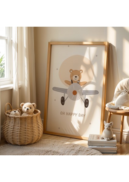 Sevimli Ayıcık – Doğal Ahşap Çerçeveli Çocuk Odası Tablosu fiyatları