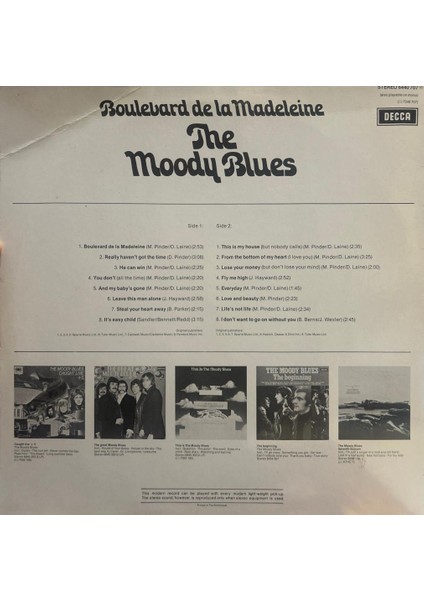 The Moody Blues – Boulevard De La Madeleine 1970LER Baskı Lp fiyatları