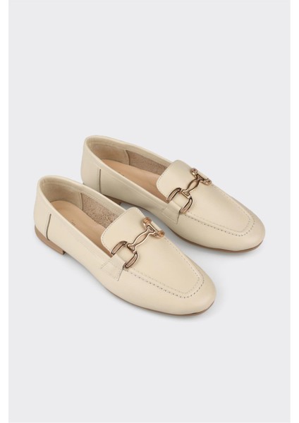 Ekru Deri Kadın Loafer fiyatları
