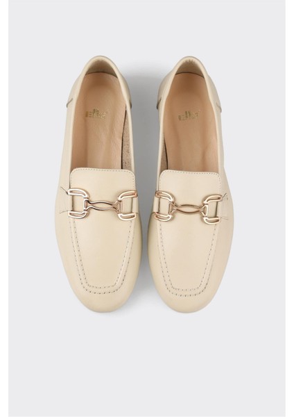 Ekru Deri Kadın Loafer fırsatları