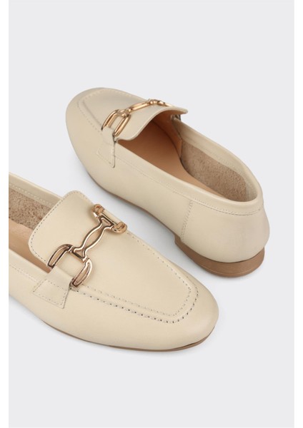 Ekru Deri Kadın Loafer indirimleri