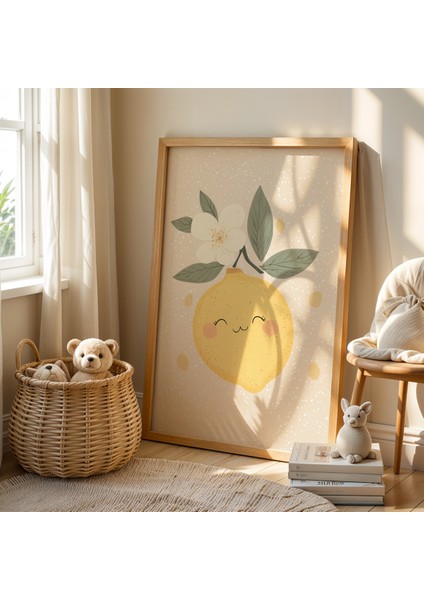 Çiçek Açmış Limon Ağacı - Doğal Ahşap Çerçeveli Çocuk Odası ve Bebek Odası Tablosu fiyatları