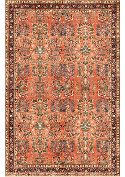 Siesta Vintage 32-548 Etnik Eskitme Desenli Dokuma Tabanlı Yıkanabilir Şönil Salon ve Oda Halısı