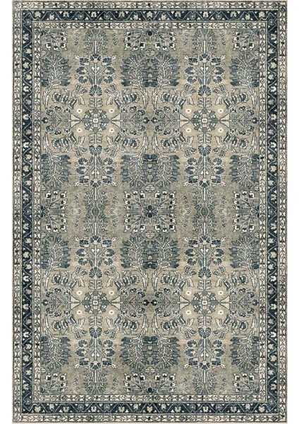 Siesta Vintage 32-549 Etnik Eskitme Desenli Dokuma Tabanlı Yıkanabilir Şönil Salon ve Oda Halısı