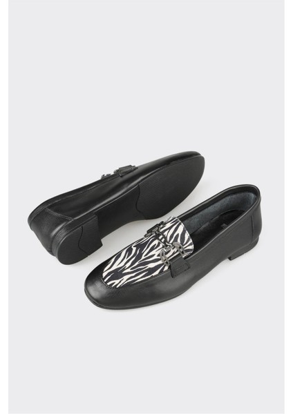 Siyah Deri Kadın Loafer modelleri