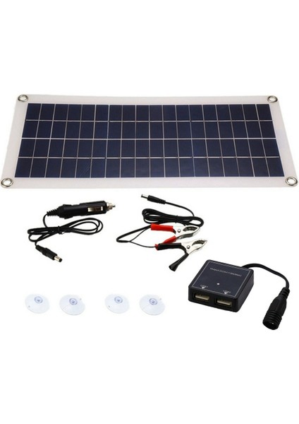 1X8W 12V Çift Usb/dc Esnek Güneş Paneli Verimli Araç Akü Şarjı Kamp (Yurt Dışından)