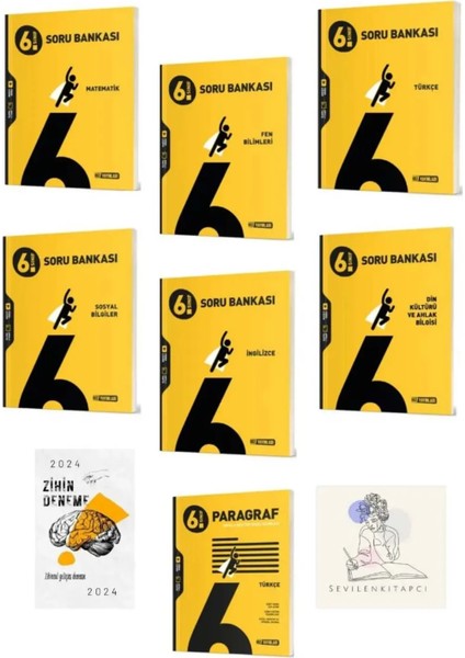 6.sınıf Tüm Dersler Soru Bankası 7 Kitap Set +Zihin DENEME-SK480
