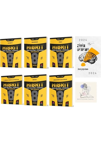 8.sınıf Hibrit Tüm Dersler Konu Anlatım Soru Bankası 6 Kitap Set +Zihin DENEME-SK237