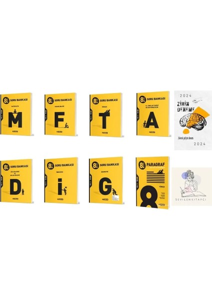 8.sınıf Tüm Dersler 8 Kitap Set Soru Bankası +Zihin DENEME-SK952