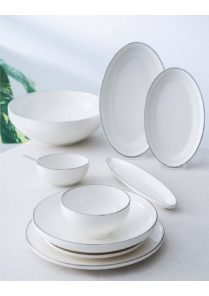 Senna Silver 45 Parça 6 Kişilik Porselen Yemek Takımı 7306