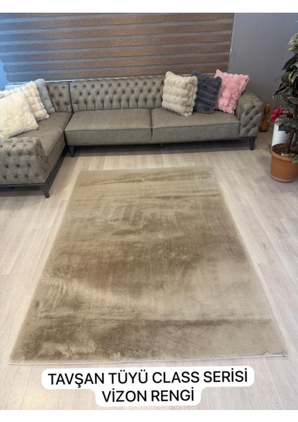 Tavşan Tüyü Vizon Yumuşak Makinada Yıkanabilir Kaymaz Kalın Dekoratif Post Halı