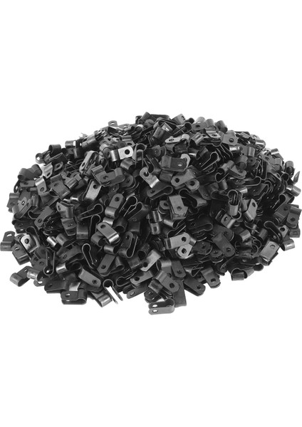 1000 Adet 1/4 Inç Siyah Naylon R Tipi Kablo Klipsleri Montaj Için Kapalı Açık Halat Işık Elektrik Teli Kelepçe Bağlantı Elemanı (Yurt Dışından)