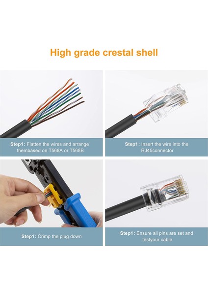 Cat6 RJ45 Konnektör 100 Paket, Cat6 RJ45 Uçları 8P8C Utp Ağ Fişi Cat5 CAT5E Cat6 Telli Kablo Katı Kristal Kafa (Yurt Dışından) indirimleri
