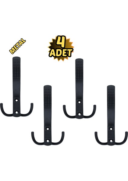 Noktalı Portmanto Vestiyer Askısı Metal Mat Siyah 4’lü
